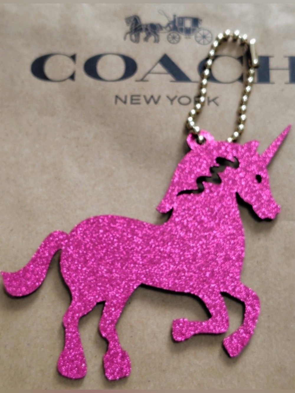 Coach glitter unicorn bag charm EUC - Picture 2 of 2